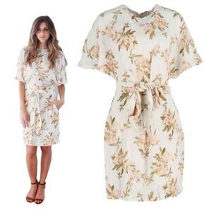 Ganni St. Pierre Floral Print Mini Dress White Sz 6